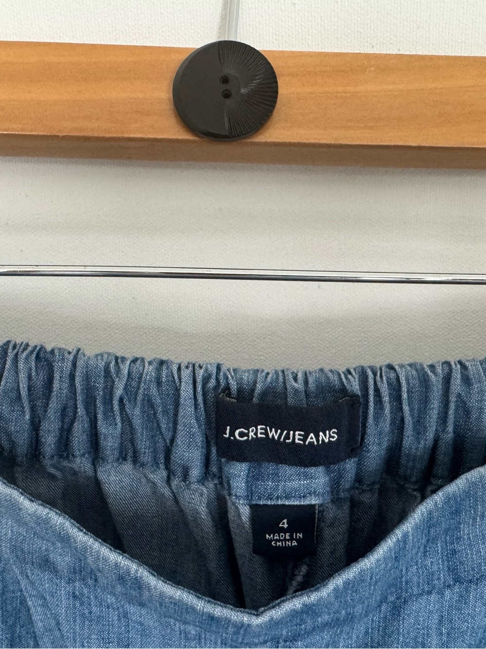 J.Crew High Waist Wide Leg Cropped Chambray Pants / Blue Pull On / 4 - Picture 3 of 5